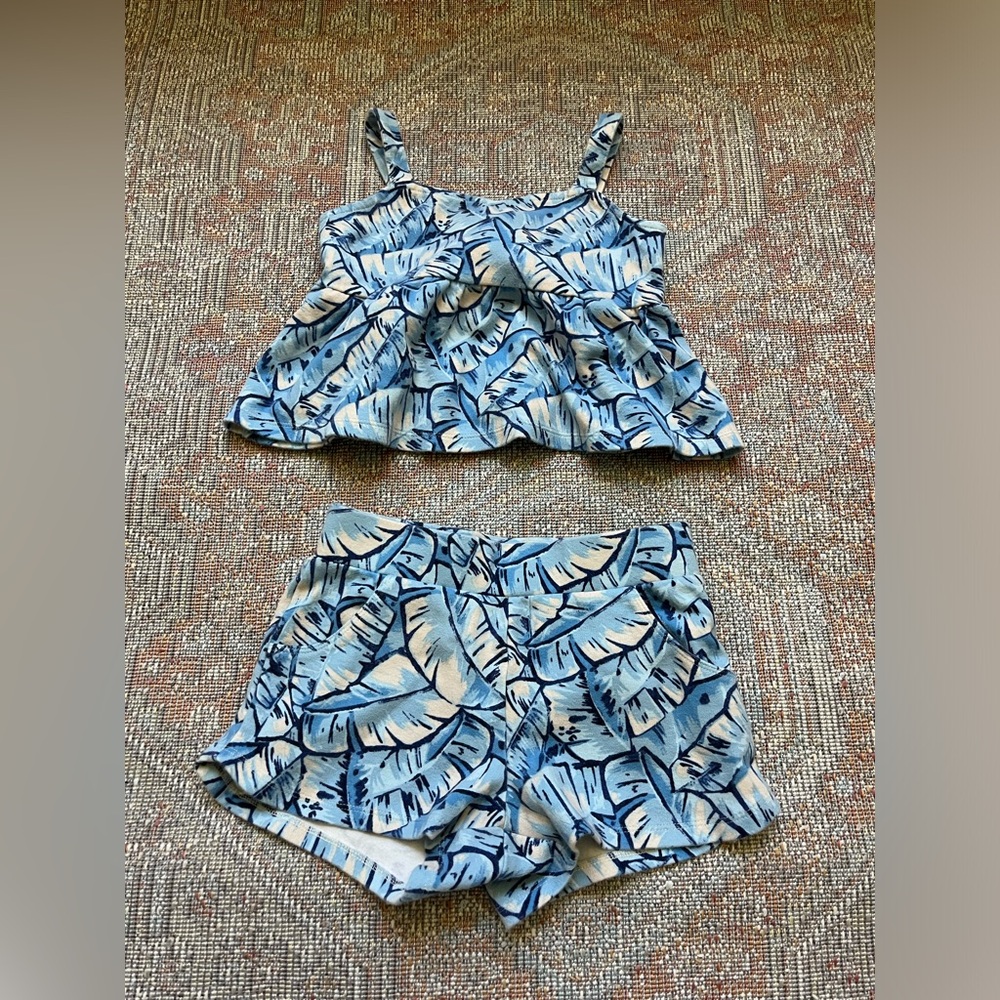 Janie and Jack Palm Leaf Ponte Girls Matching Set